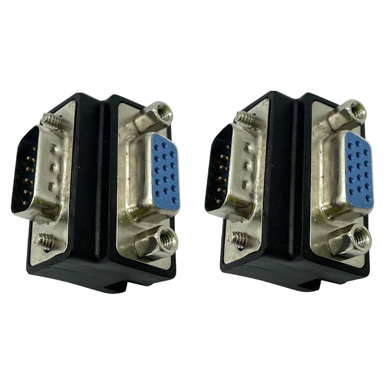 Adaptador VGA 15 Pines Macho a Hembra 90 Grados Dafensoy - Paquete de 2