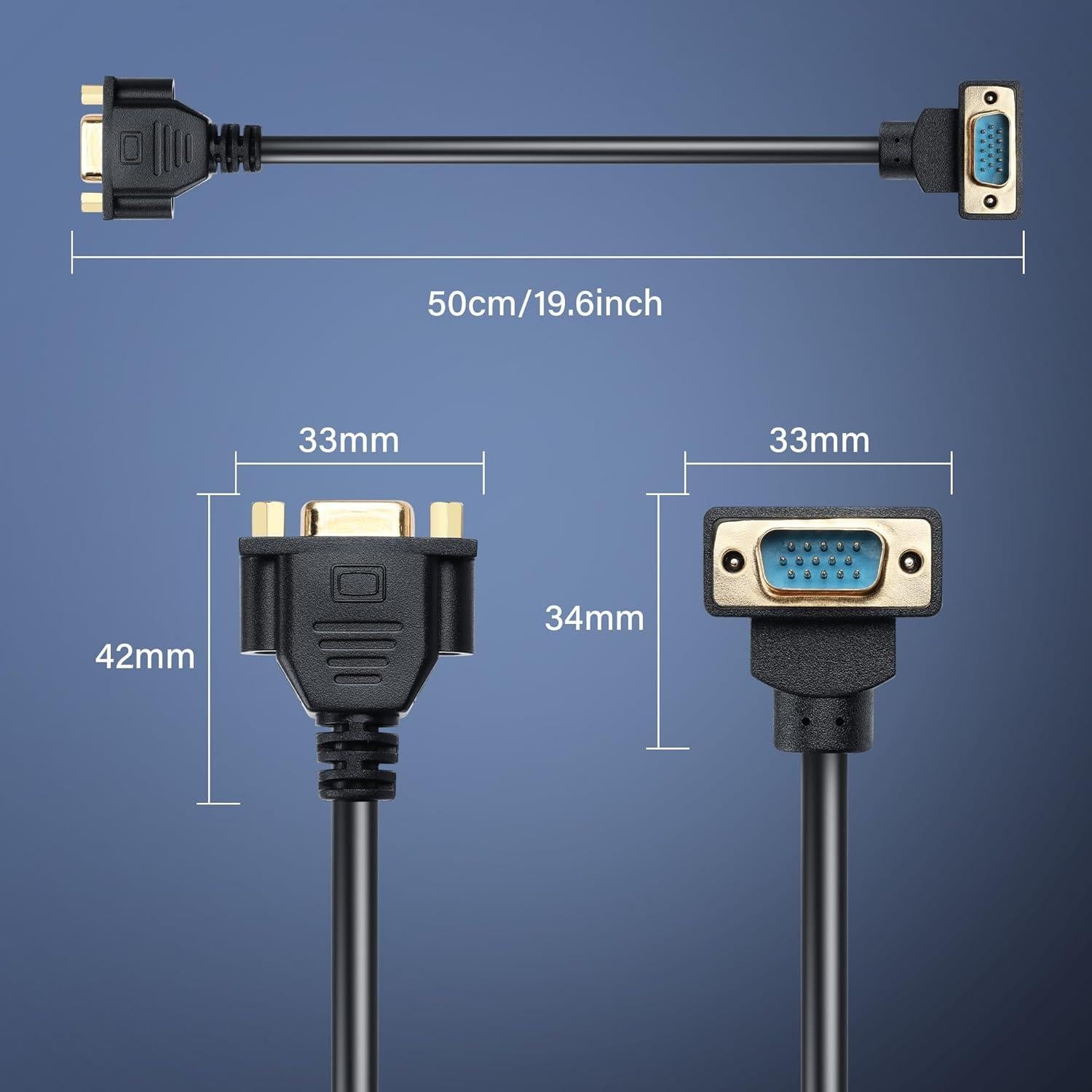 Cable VGA macho a hembra 90° PNGKNYOCN 0.5m Full HD 1080P