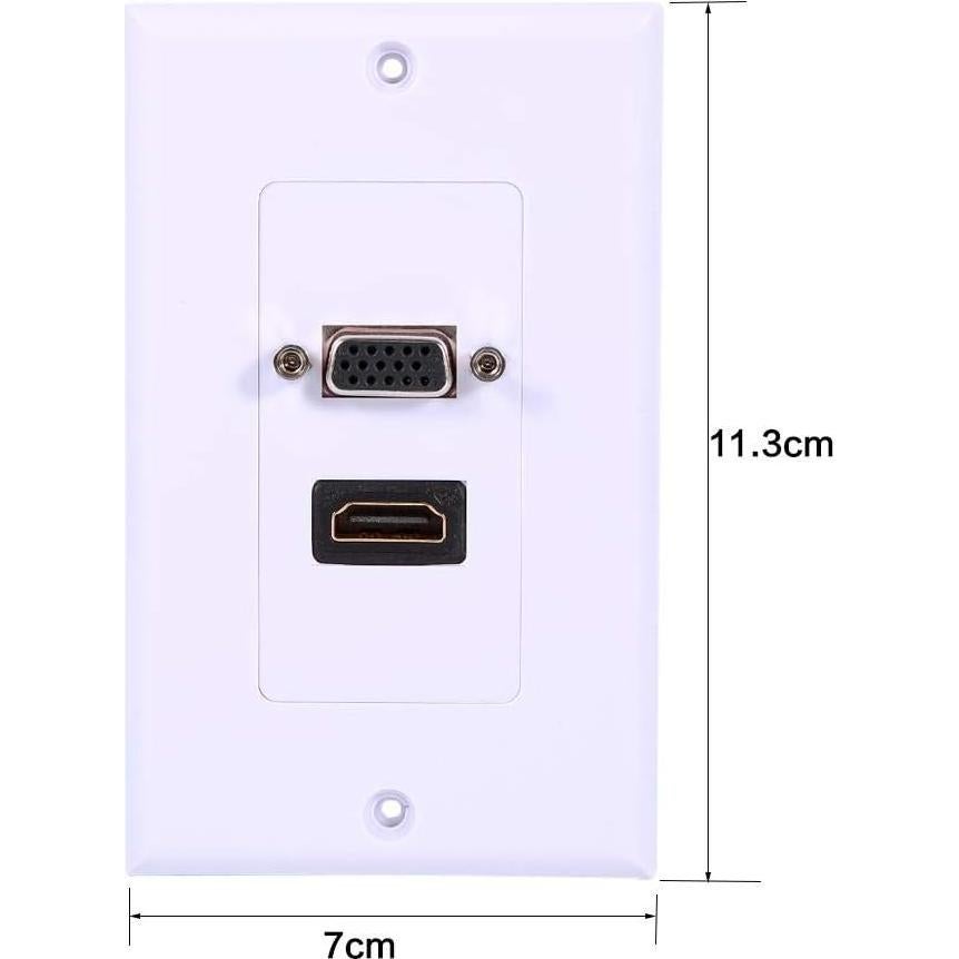 Placa de Pared HDMI y VGA Serounder 1 Puerto HDMI + 1 VGA