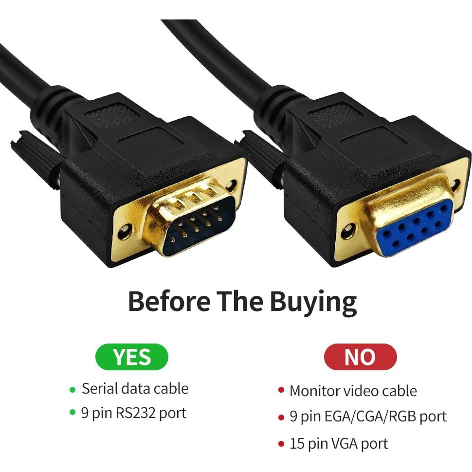Cable de Módem Nulo DB9 Hembra a Macho 3 Metros XANHAM