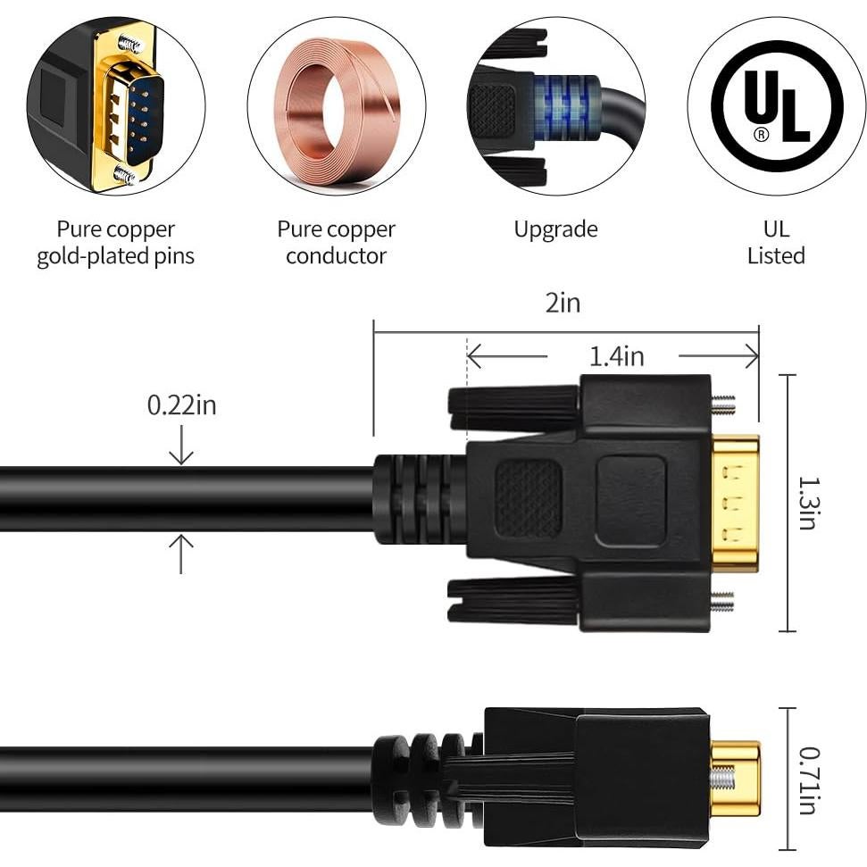 Cable de Módem Nulo DB9 Hembra a Macho 3 Metros XANHAM