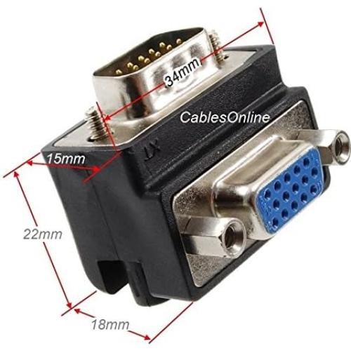 Adaptador VGA Macho a Hembra 90 Grados CablesOnline GC-021A-2