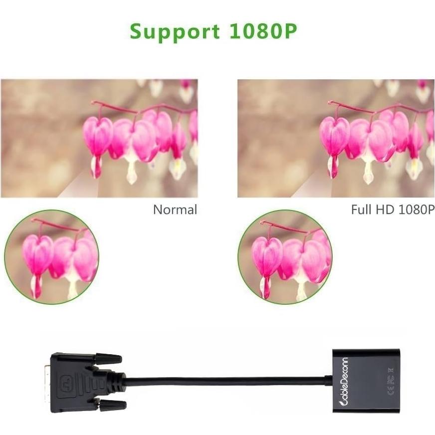 Adaptador DVI-D a VGA CableDeconn 24+1 Macho a Hembra 1080p