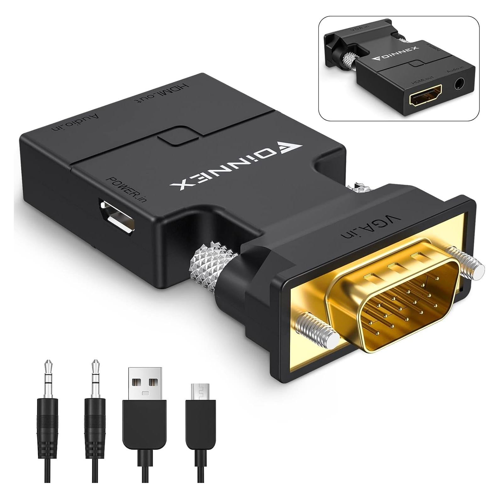 Adaptador VGA a HDMI FOINNEX con Audio 1080p - 0.1m