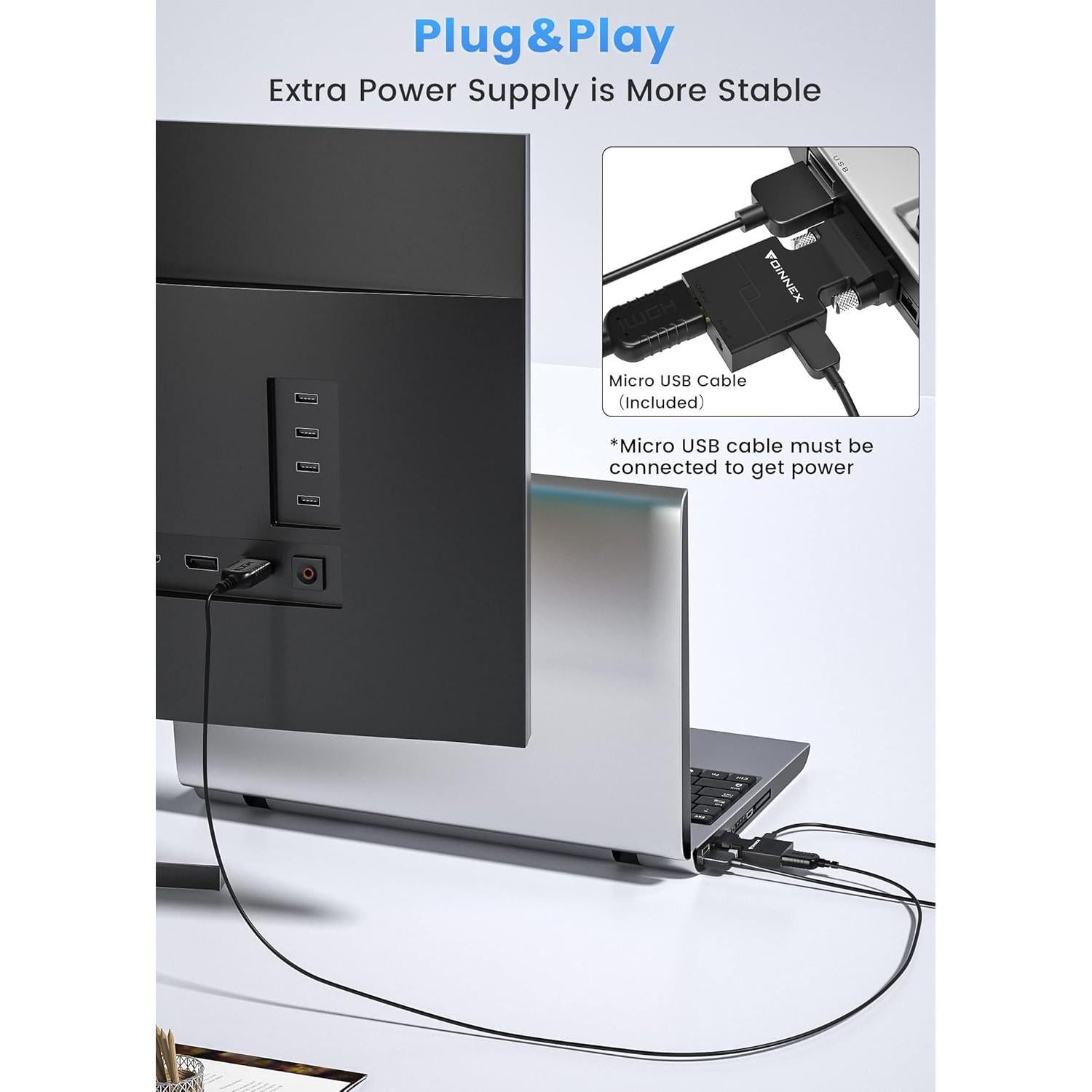 Adaptador VGA a HDMI FOINNEX con Audio 1080p - 0.1m