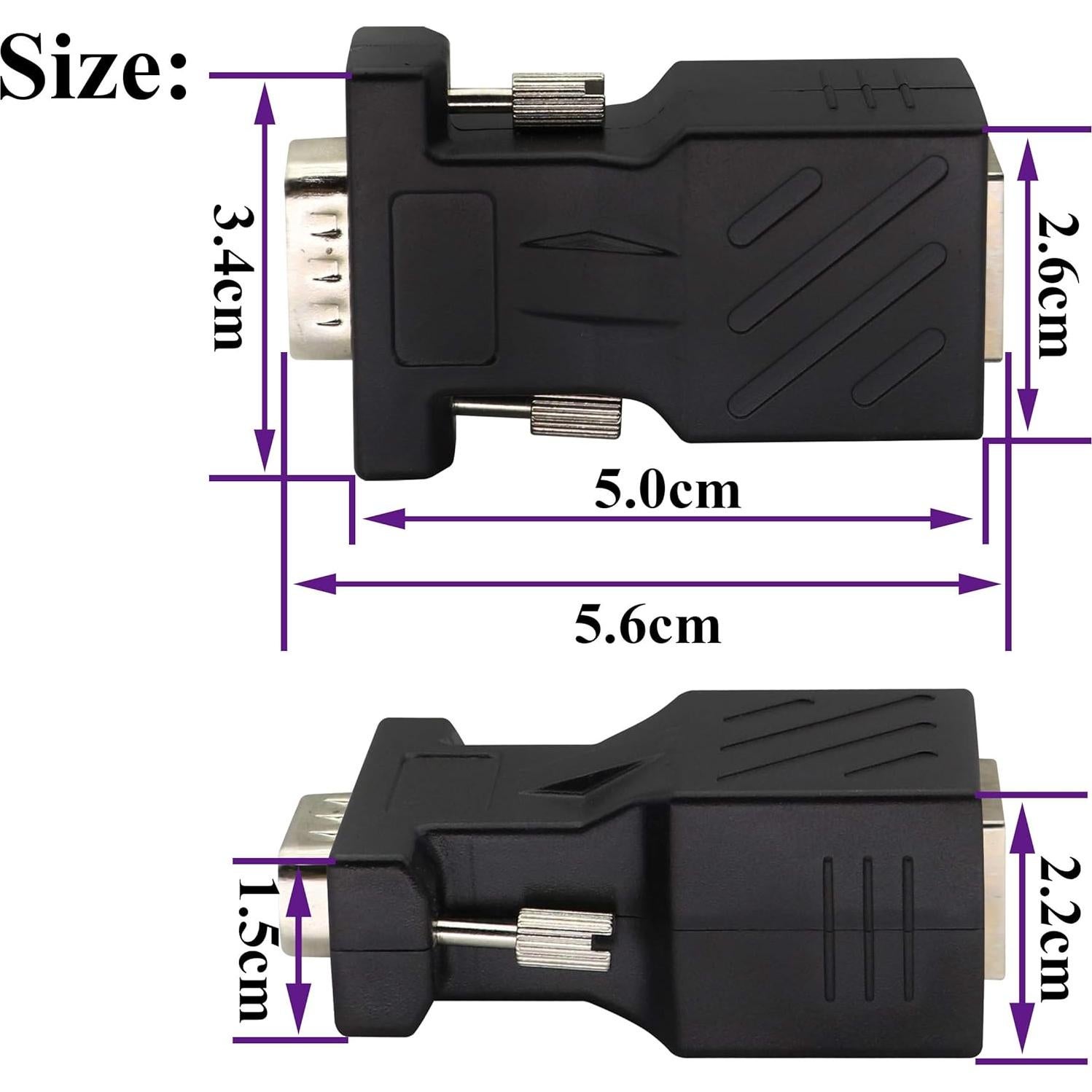 Adaptador VGA a RJ45 2-Pack AAOTOKK 720P 1080P