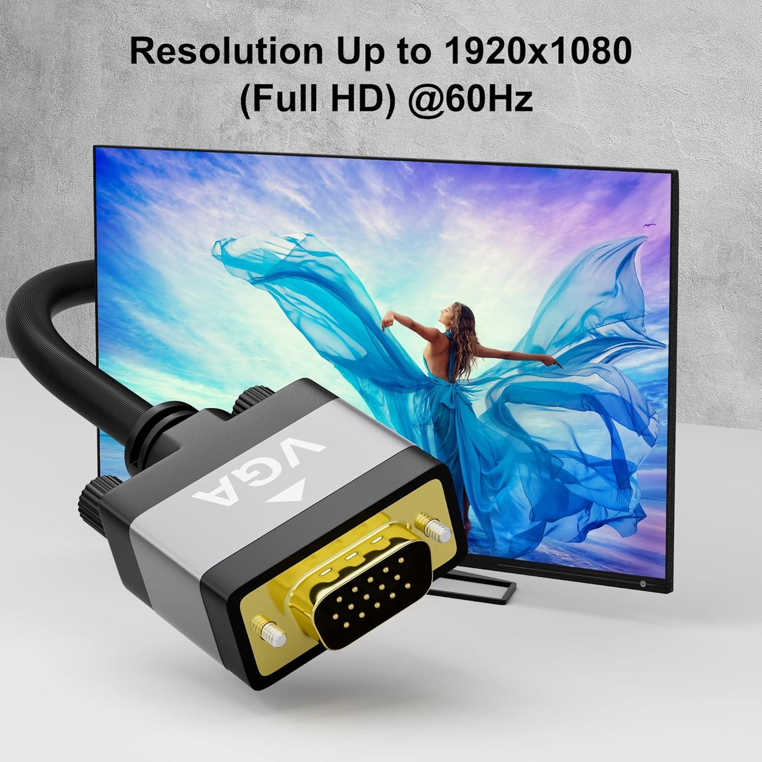 Cable VGA Macho a Macho Conable 7.62m 1080P Negro