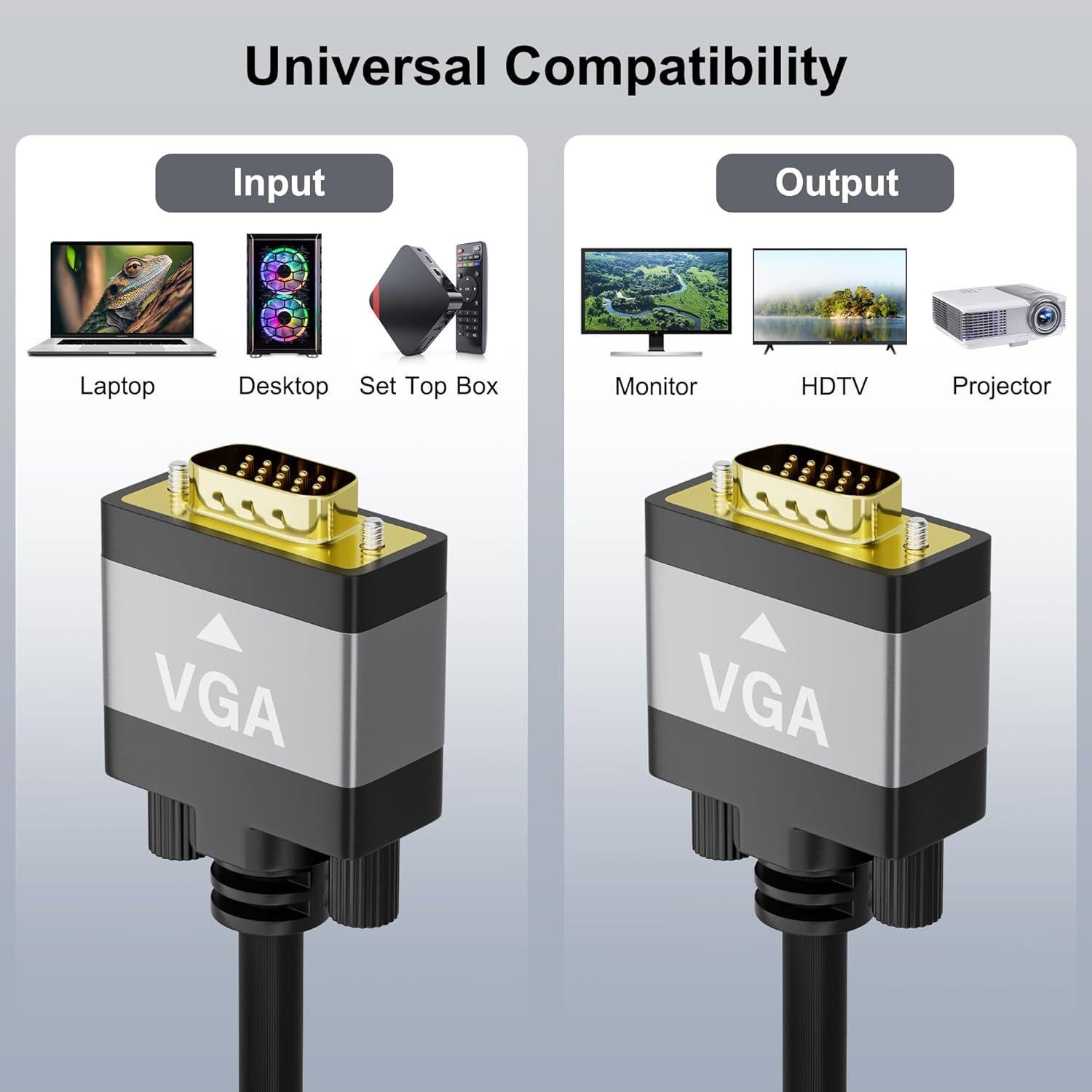 Cable VGA Macho a Macho Conable 7.62m 1080P Negro