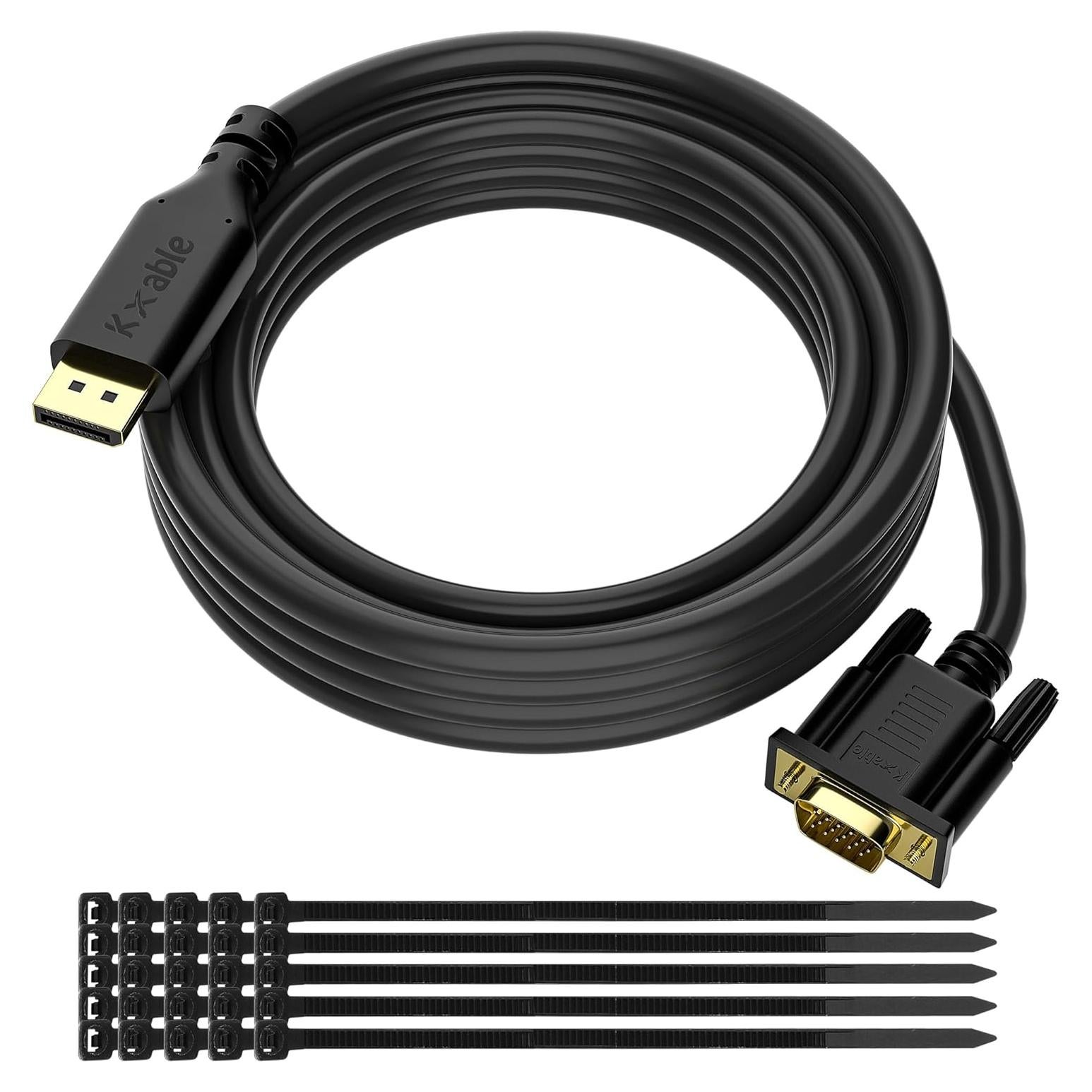 Cable DisplayPort a VGA Kxable 10.67 m 1080P HD Negro