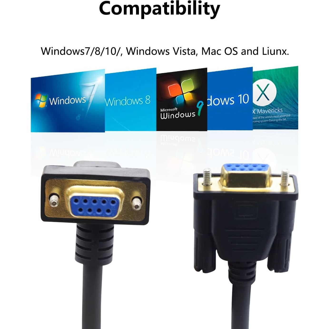 Cable DB9 RS232 90 Grados Hembra a Hembra 50 cm LANMINGLEL