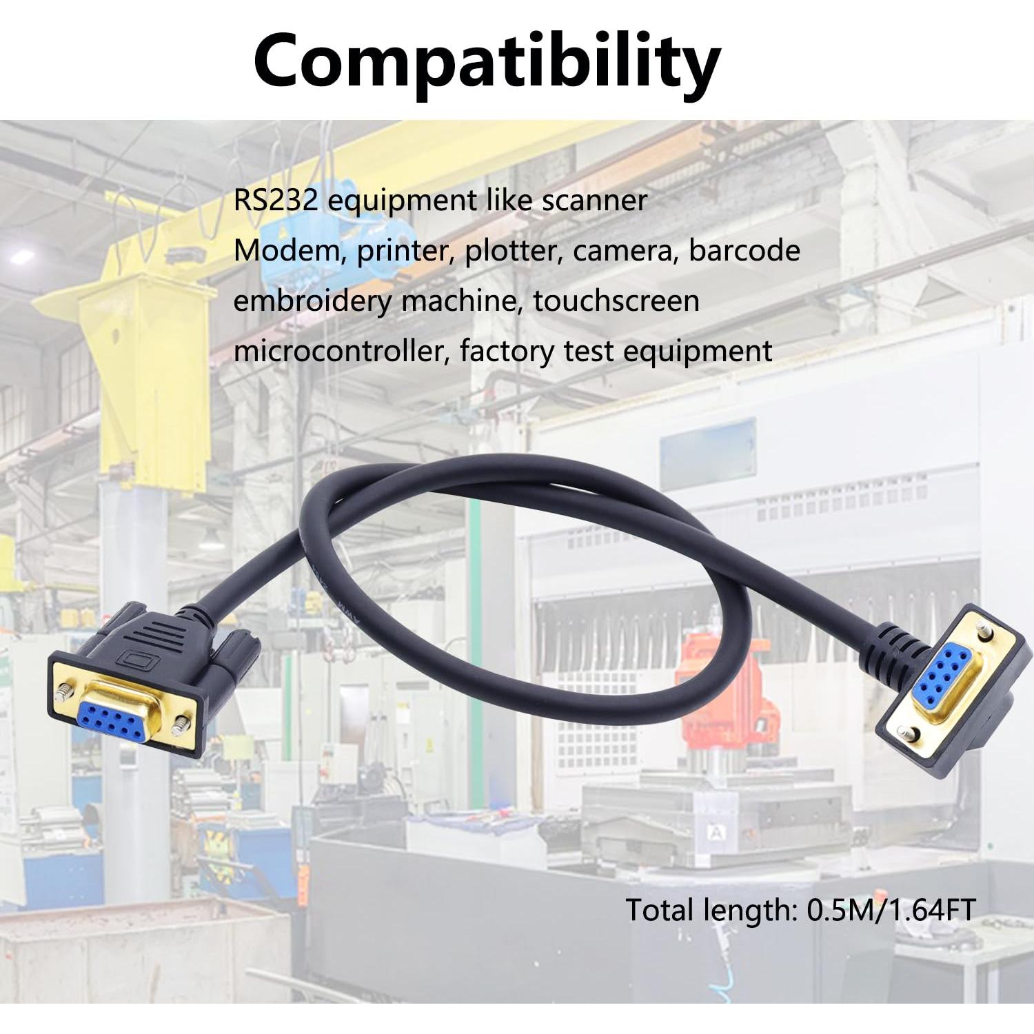 Cable DB9 RS232 90 Grados Hembra a Hembra 50 cm LANMINGLEL