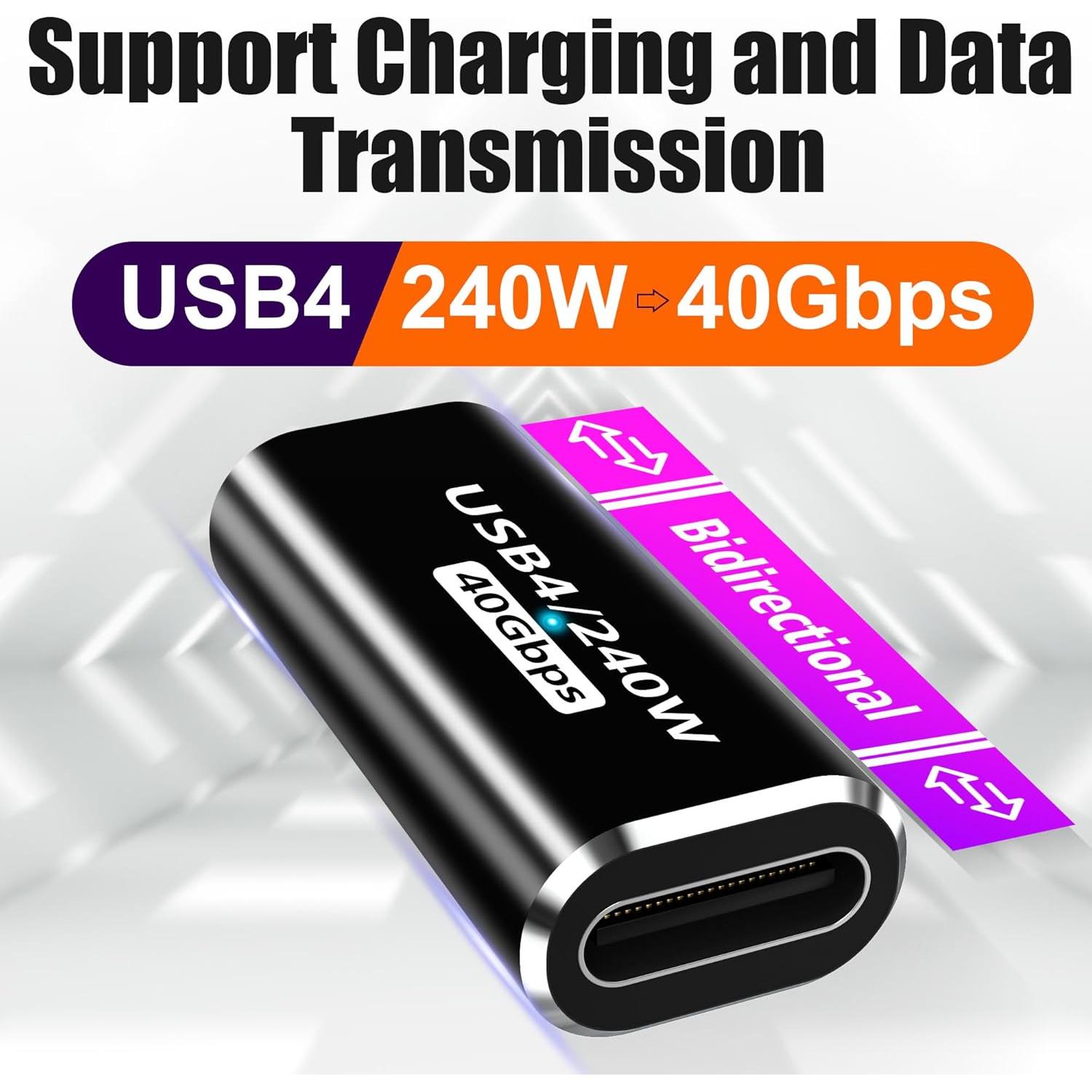 Adaptador USB4 Tipo-C Hembra a Hembra AGVEE 2 Paquete 240W