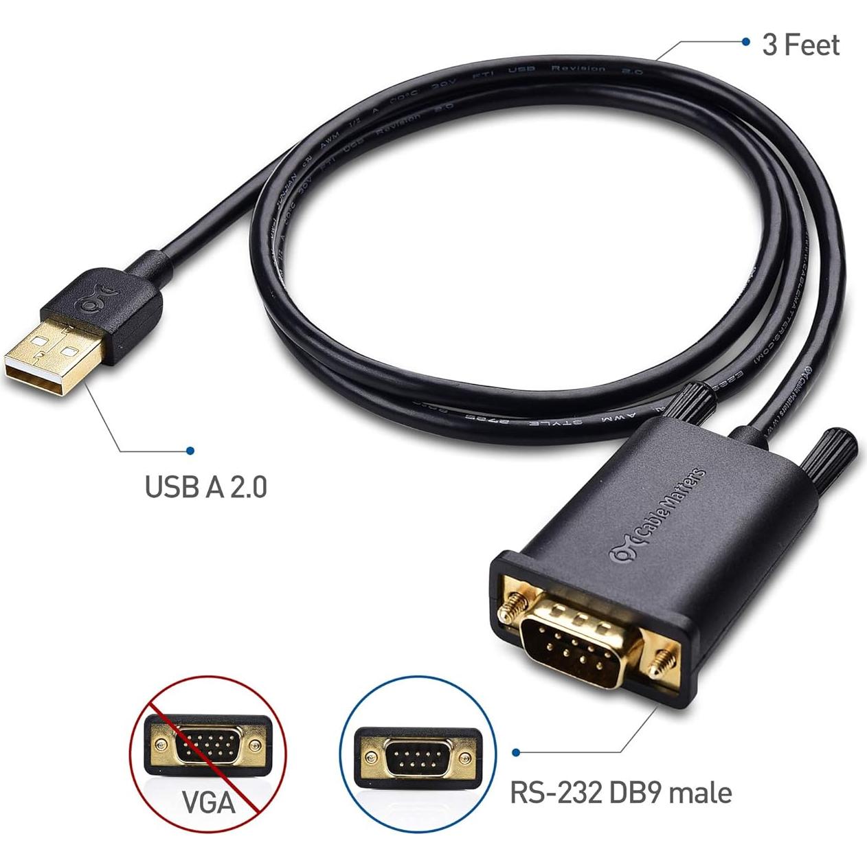 Adaptador USB a Serial Cable Macho a Macho 1.83m Cable Matters
