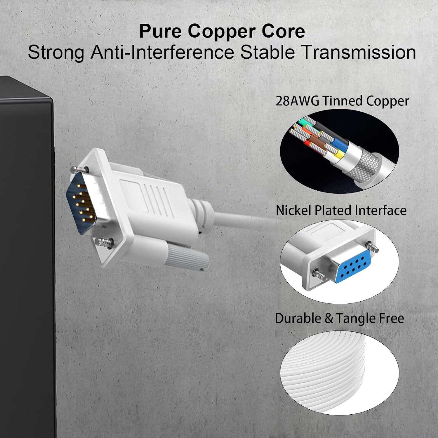 Cable de Extensión Serie RS232 DB9 Macho a Hembra 0.91 m