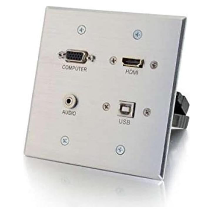 Placa de Pared HDMI/VGA C2G Aluminio Cepillado Un Solo Gang
