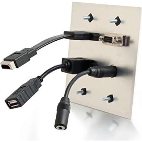 Placa de Pared HDMI/VGA C2G Aluminio Cepillado Un Solo Gang