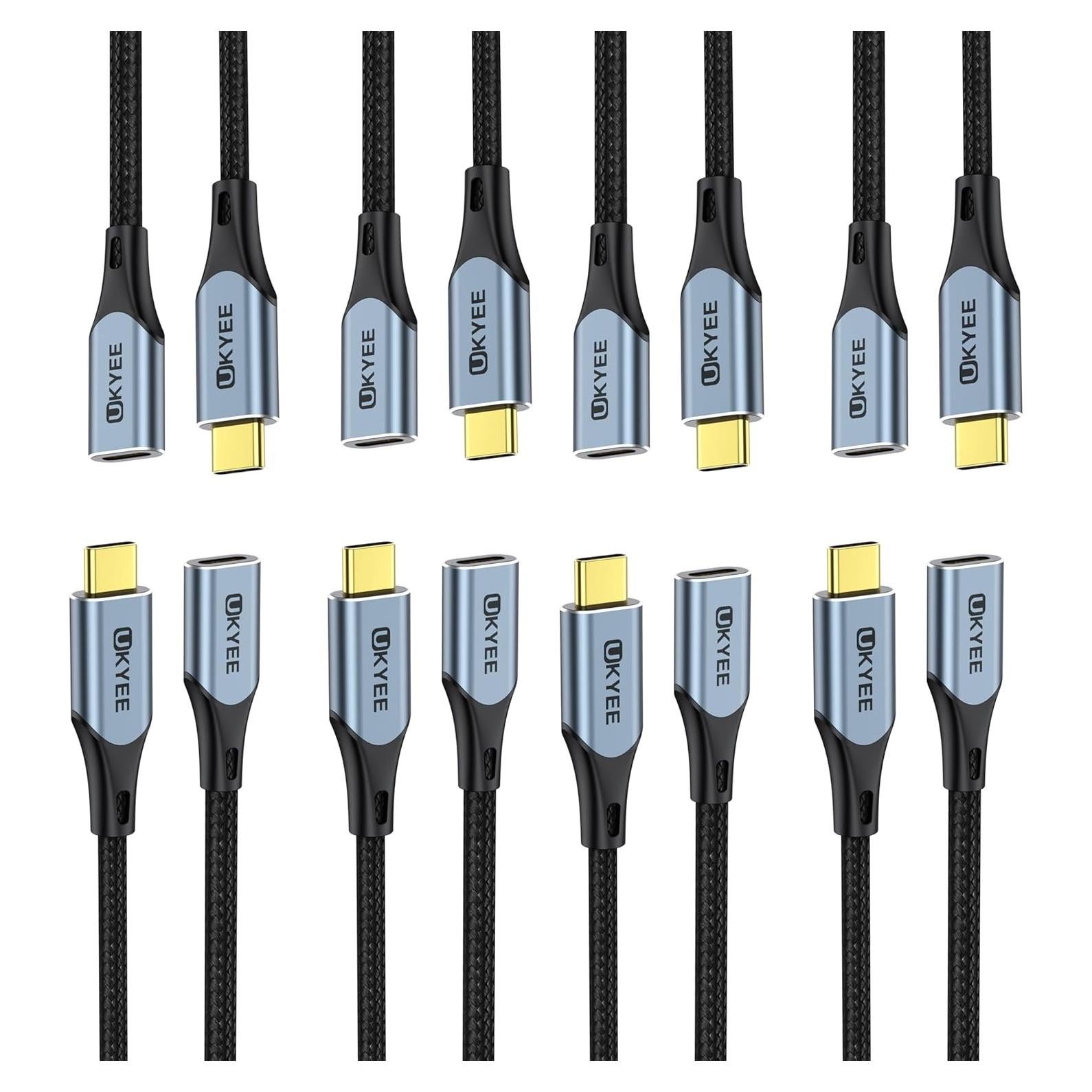 Cable de Extensión USB C 1.0m UKYEE 10-Pack 100W 10Gbps