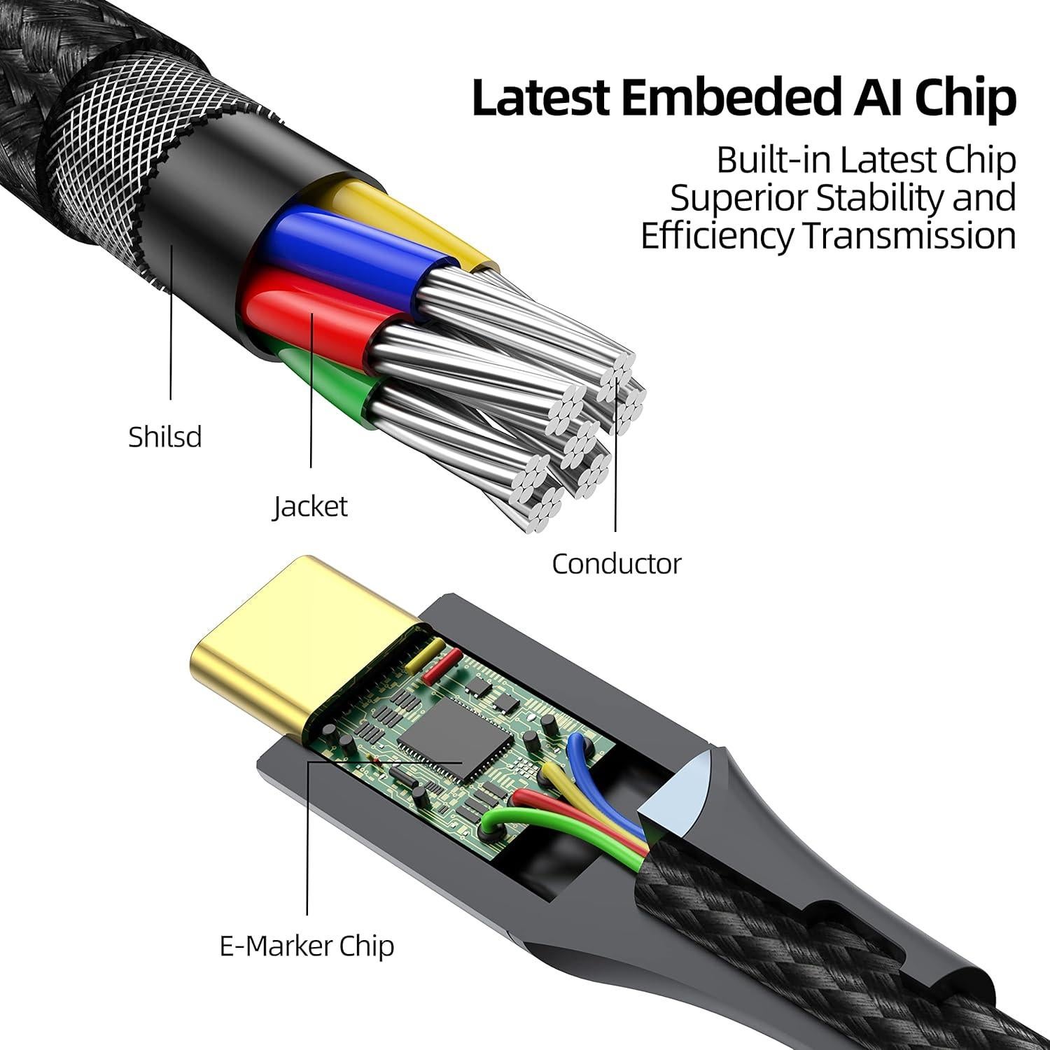Cable de Extensión USB C 1.0m UKYEE 10-Pack 100W 10Gbps