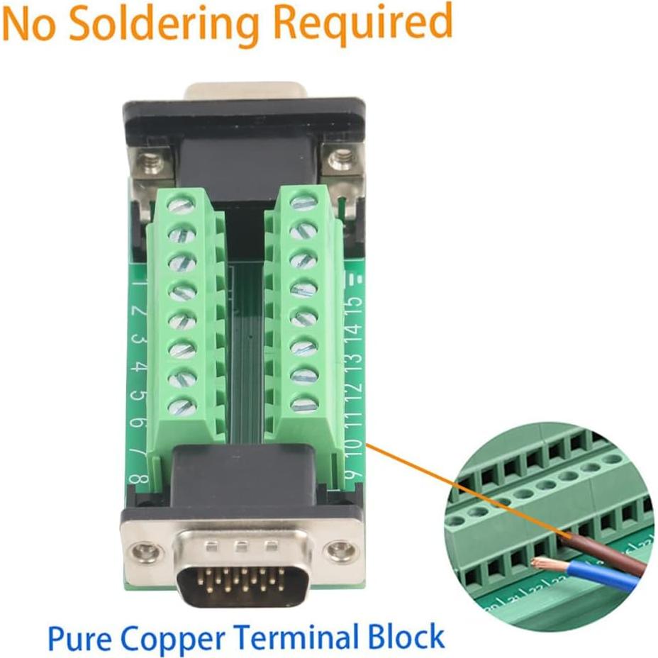 Conector VGA Macho a Hembra 15 Pines Jienk - Placa de Conexión