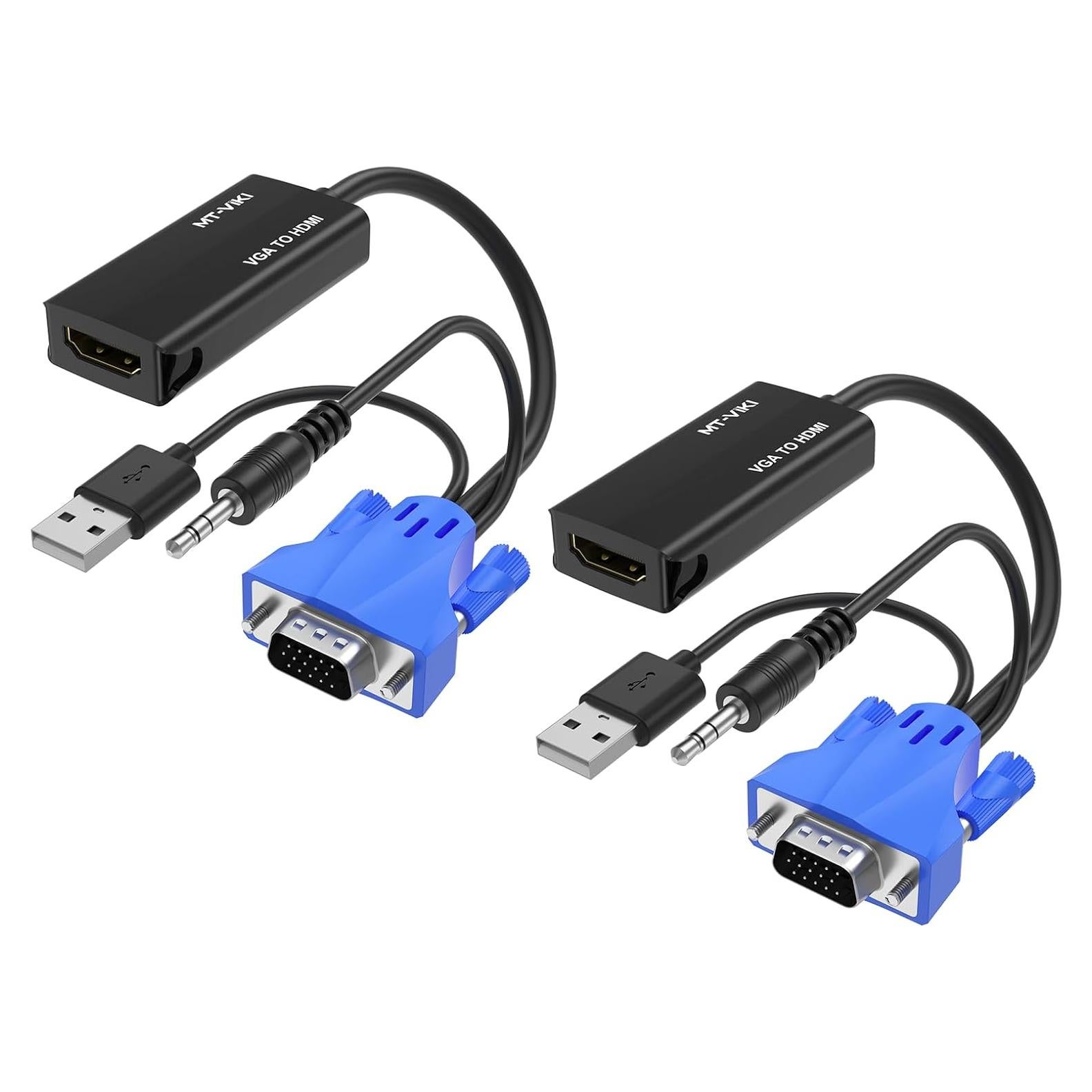 Adaptador MT-VIKI VGA a HDMI 1080P con Audio - 2 Paquetes