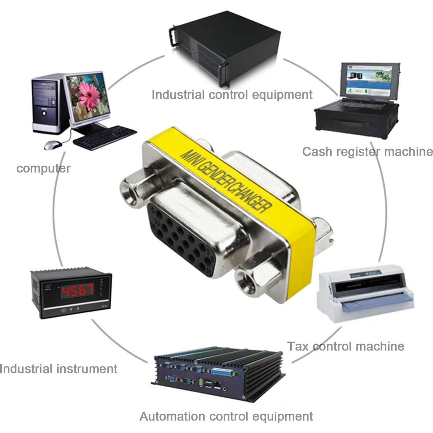 Adaptador VGA Macho a Hembra OUOU - Paquete de 5 Unidades