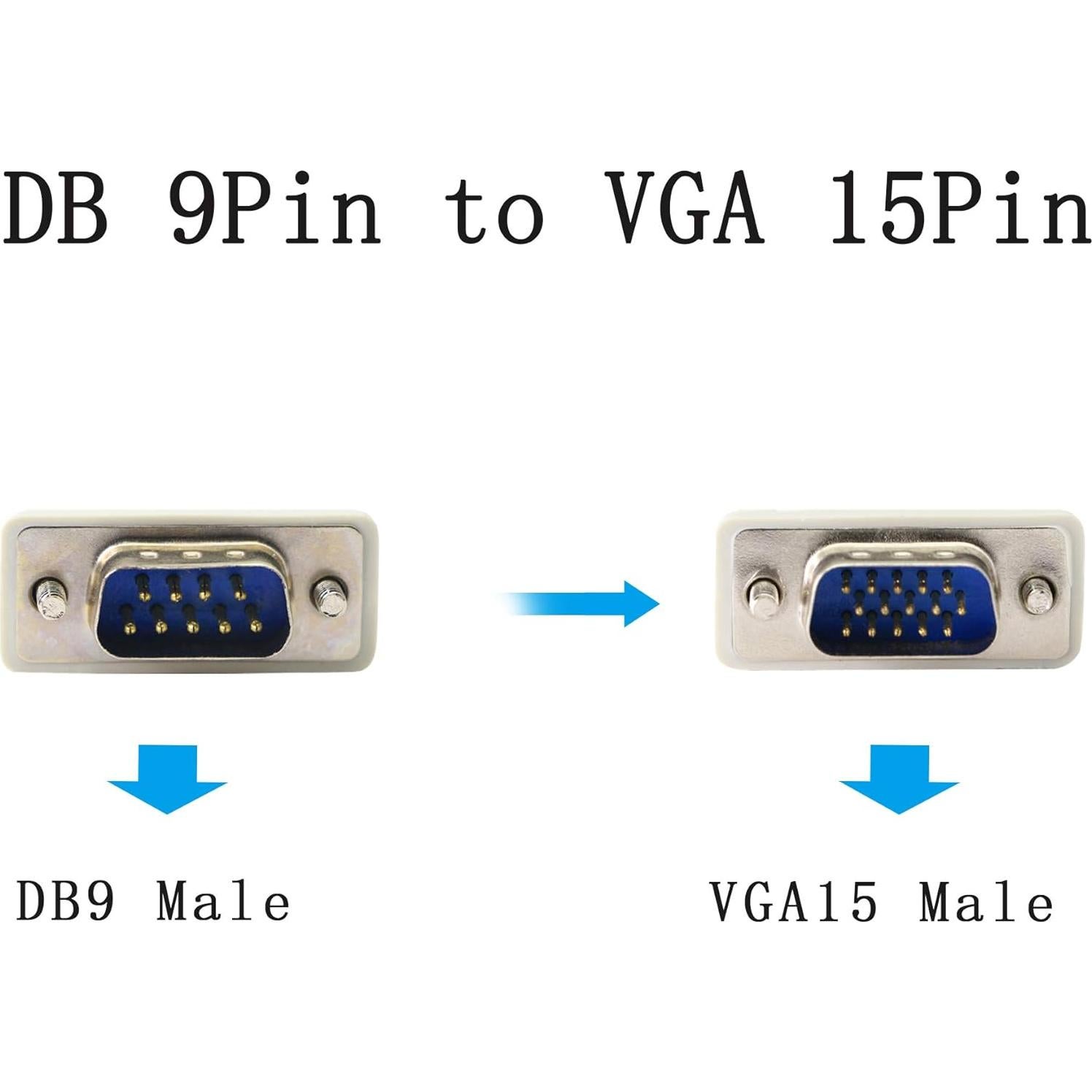 Cable Adaptador DB 9 Pin a VGA 15 Pin PNGKNYOCN 137 cm