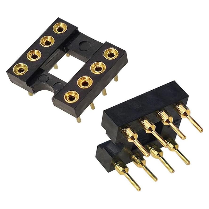 20 Adaptadores Zócalos IC Redondos SIP DIP 8 Pines Dorados