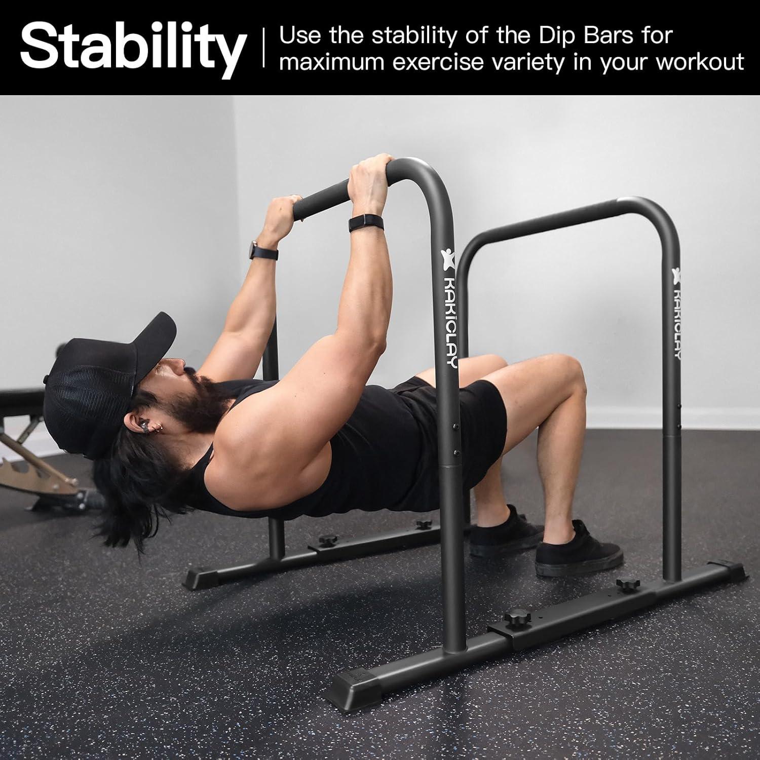 Barras de Dips Premium KAKICLAY Ajustables 400 kg Antideslizantes