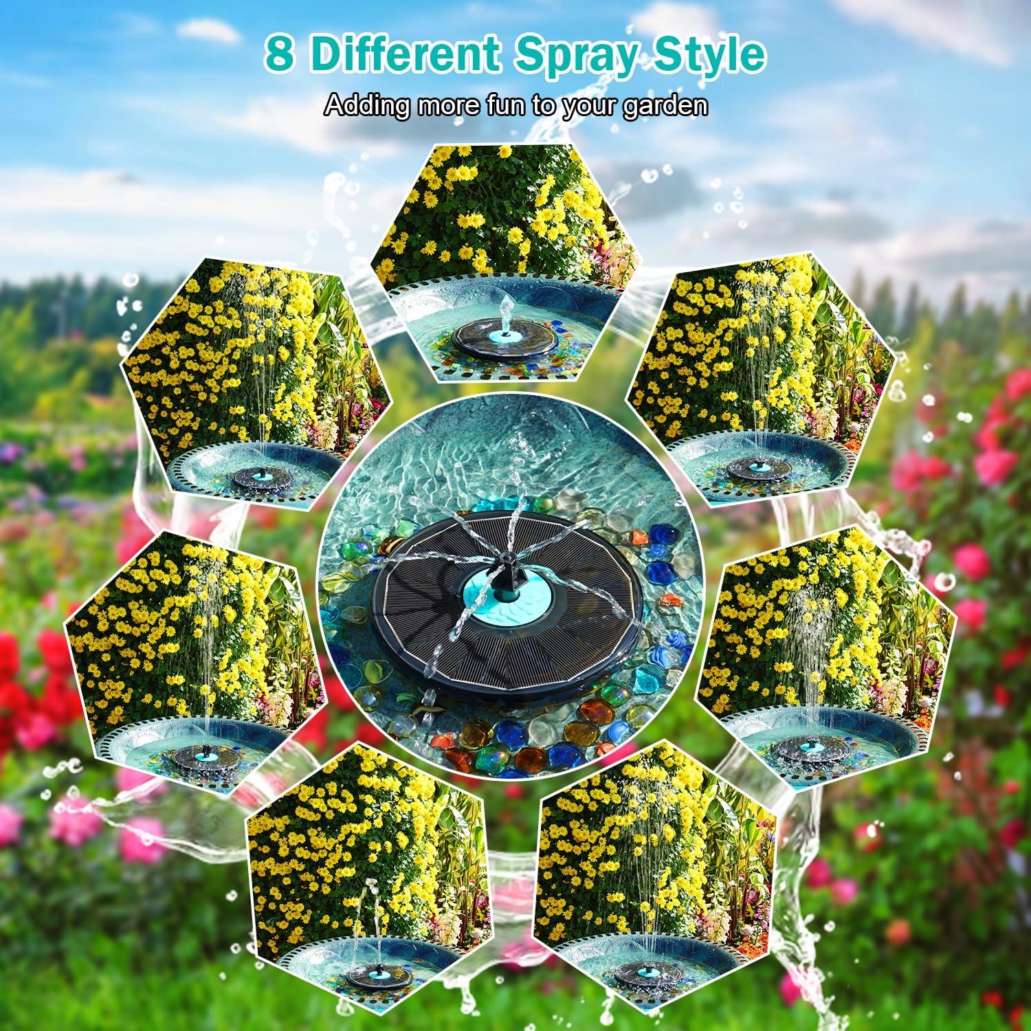 Fuente Solar de Agua GAIZERL Flor Cian 3.5W para Jardín