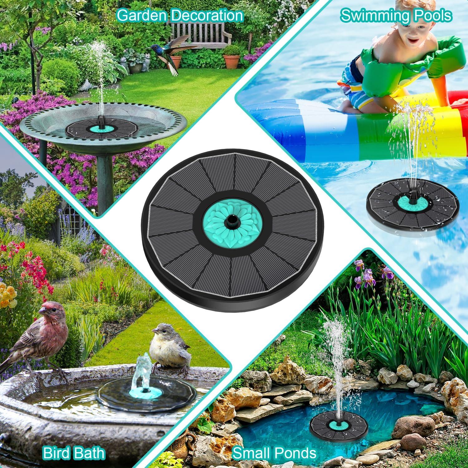 Fuente Solar de Agua GAIZERL Flor Cian 3.5W para Jardín