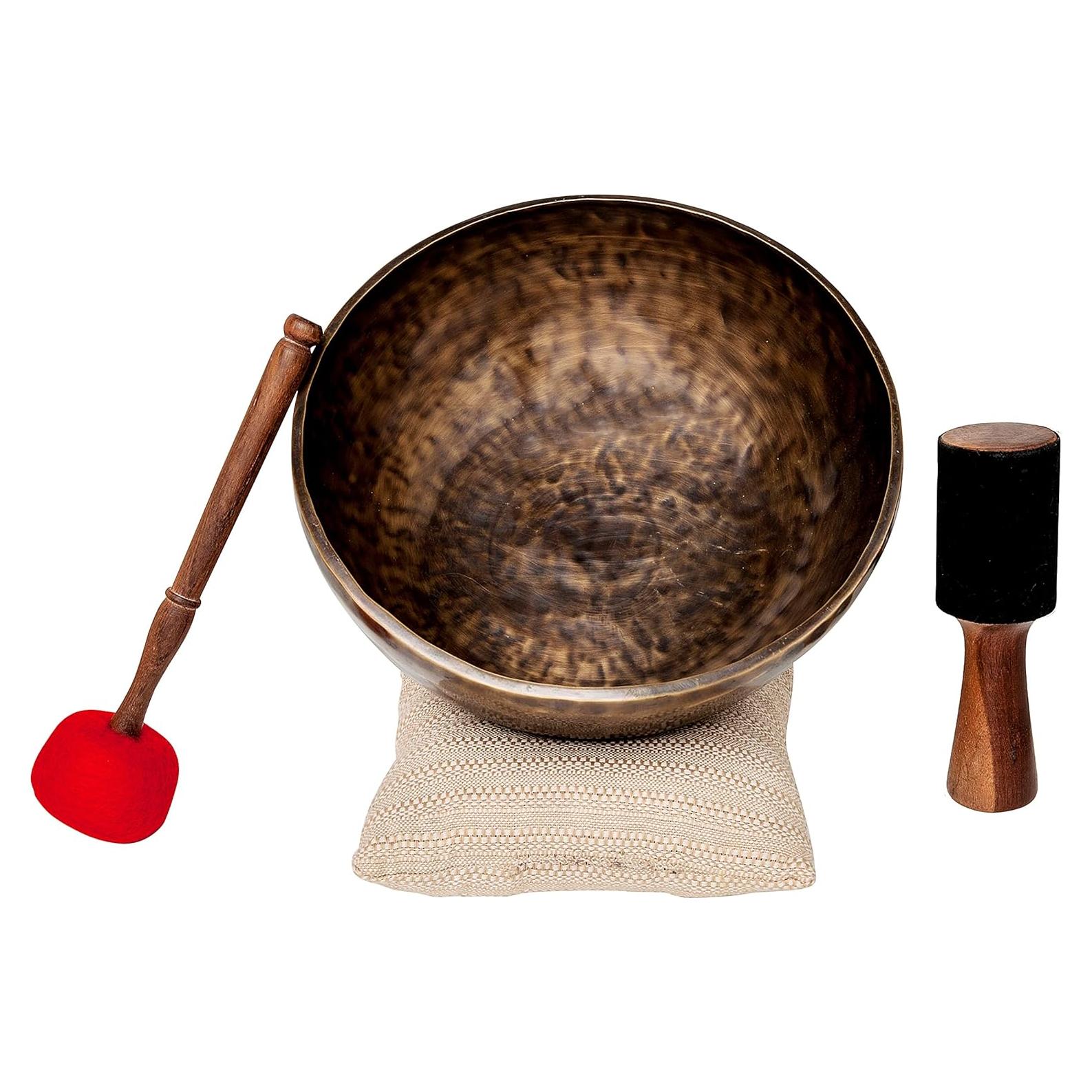 Large Tibetan Singing Bowl Set by Ohm Store — Jupiter Pure Bronze Meditation Sound Bowl 12 Inches, 2 Mallets and a Cushion — Sound Bath Instrument to Enhance Yoga, Prayer, Chakra Healing, and Mindset