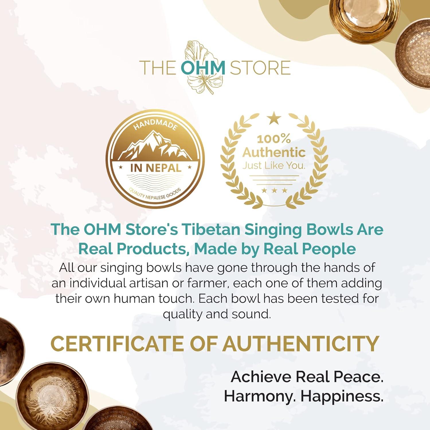 Large Tibetan Singing Bowl Set by Ohm Store — Jupiter Pure Bronze Meditation Sound Bowl 12 Inches, 2 Mallets and a Cushion — Sound Bath Instrument to Enhance Yoga, Prayer, Chakra Healing, and Mindset