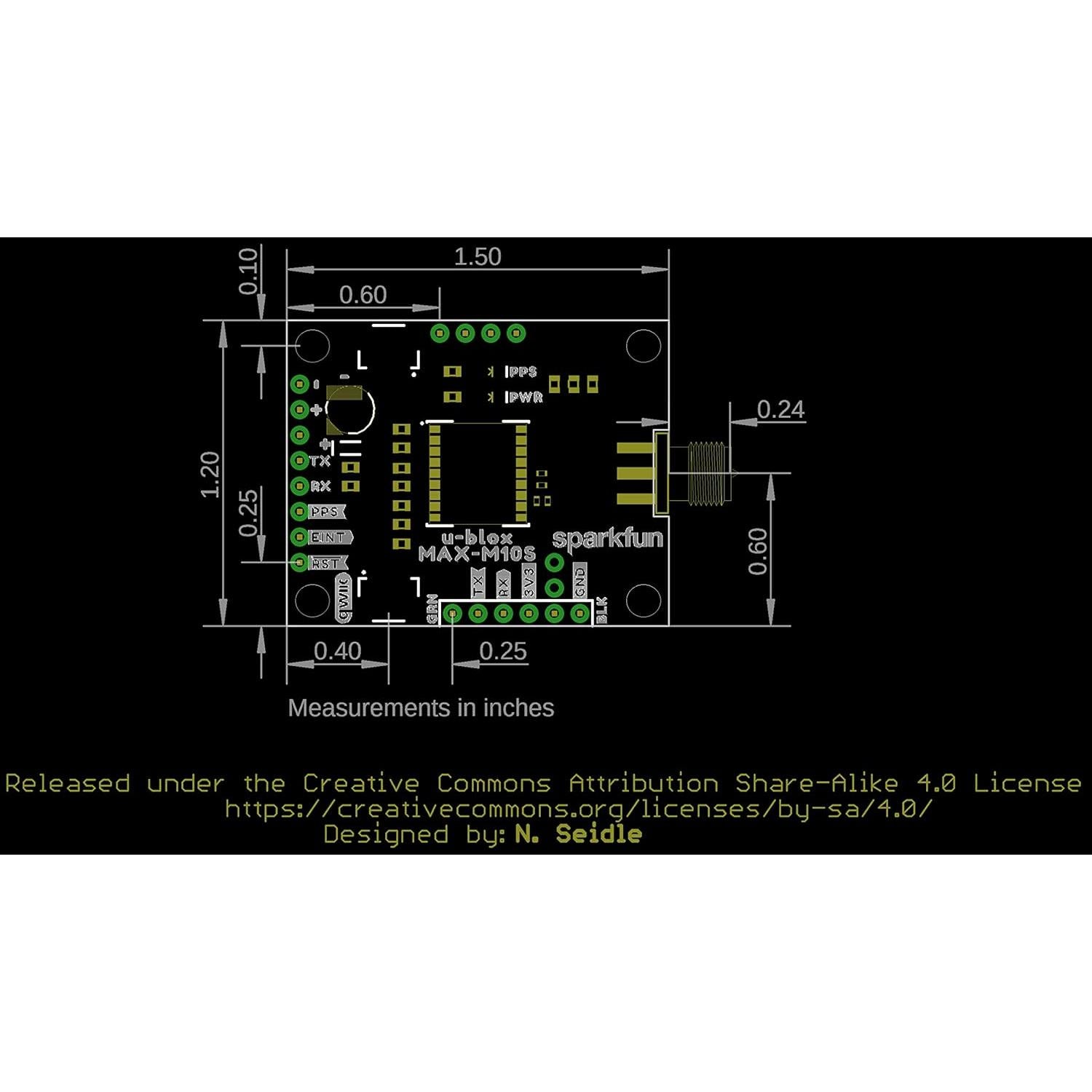 Módulo GNSS SparkFun MAX-M10S 3.3V Ultra Bajo Consumo