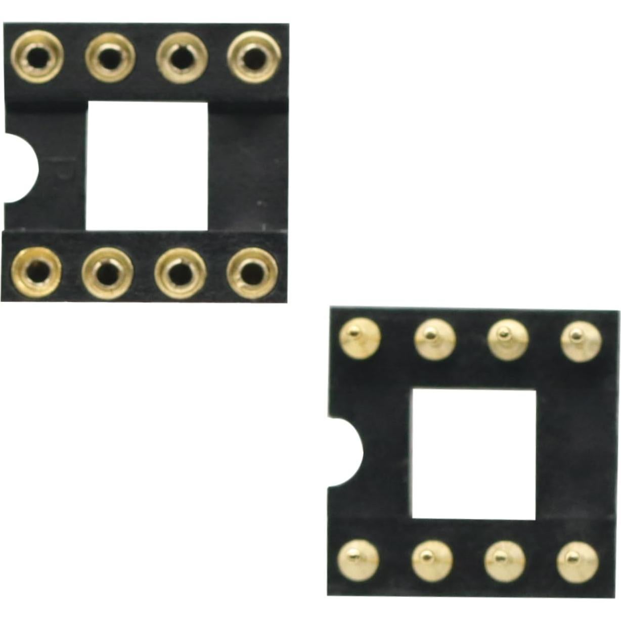 20 Adaptadores Zócalos IC Redondos 8 Pines DIP Soldadura Dorada