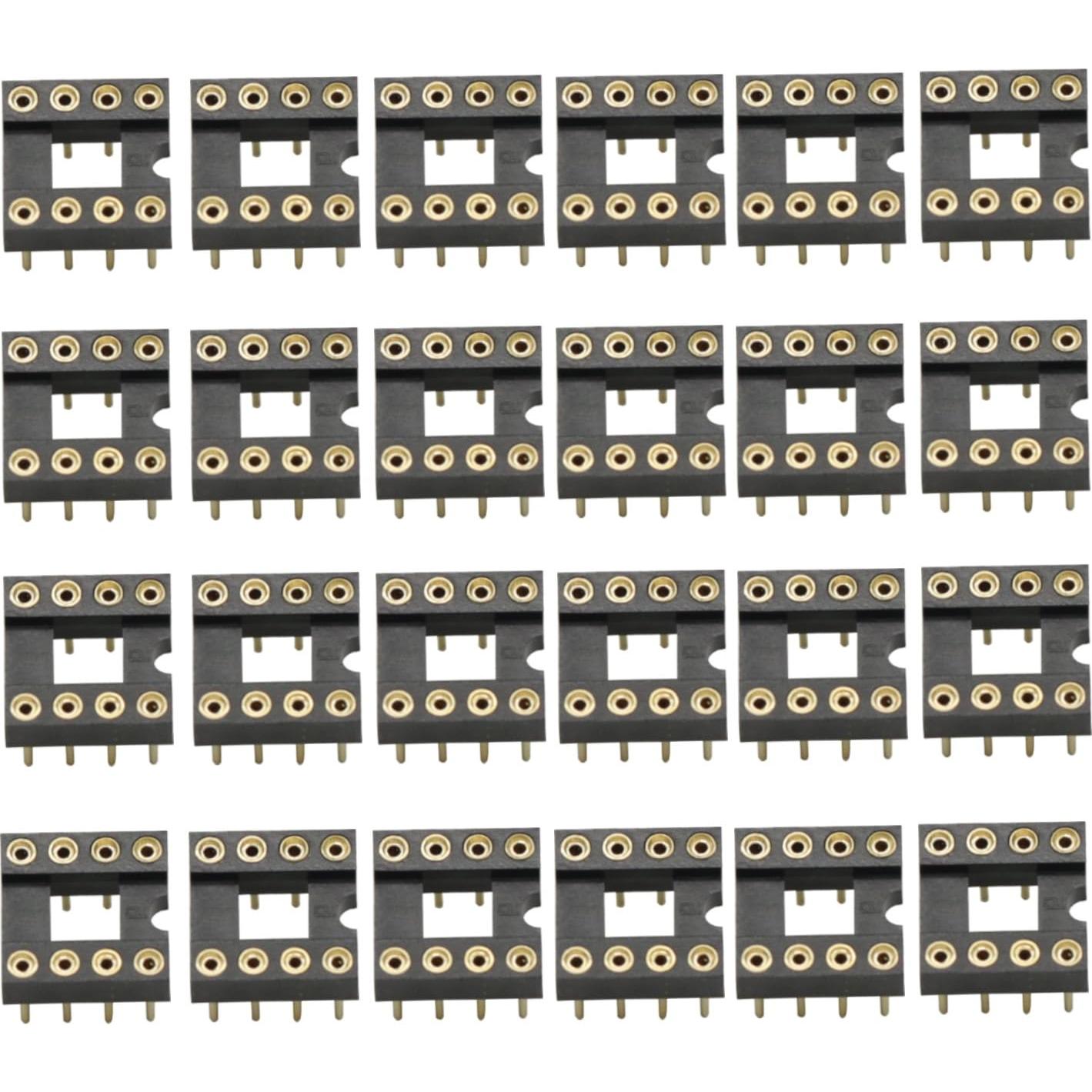 20 Adaptadores Zócalos IC Redondos 8 Pines DIP Soldadura Dorada