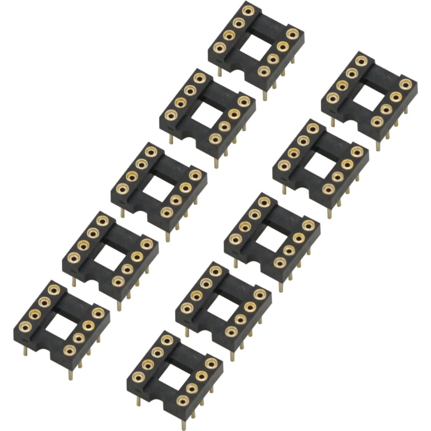 20 Adaptadores Zócalos IC Redondos 8 Pines DIP Soldadura Dorada