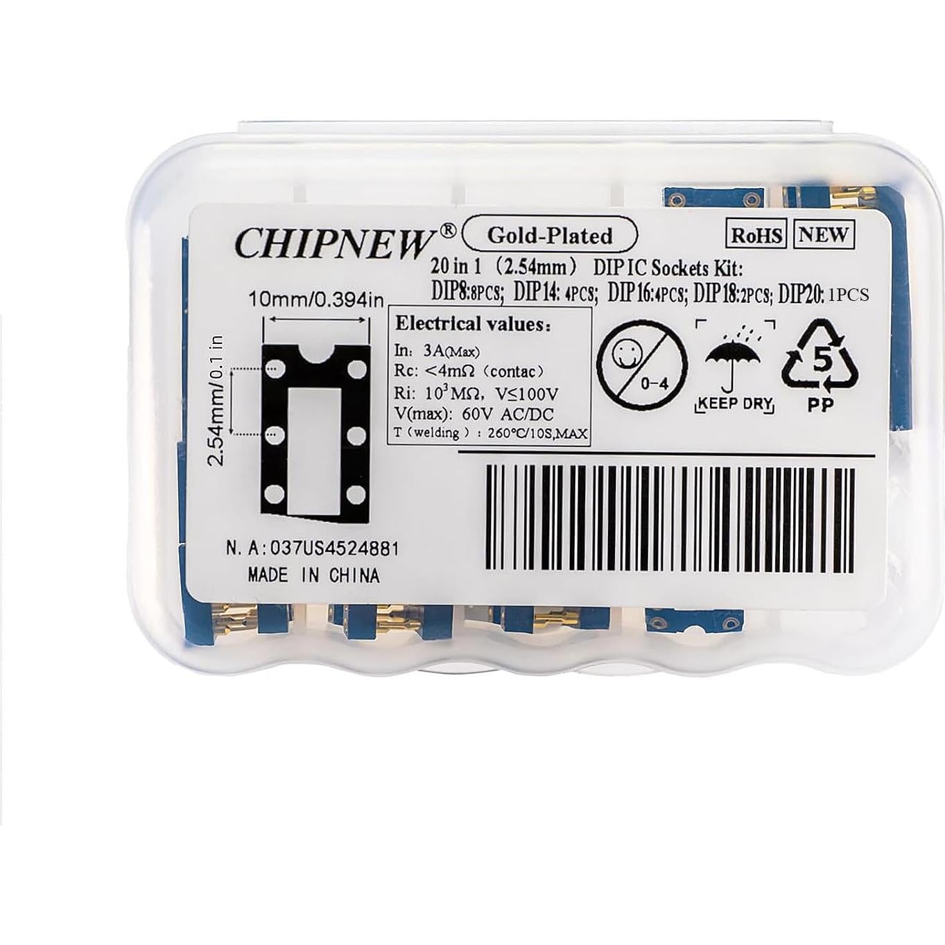 Kit de zócalos DIP chapados en oro 5 en 1 - CHIPNEW