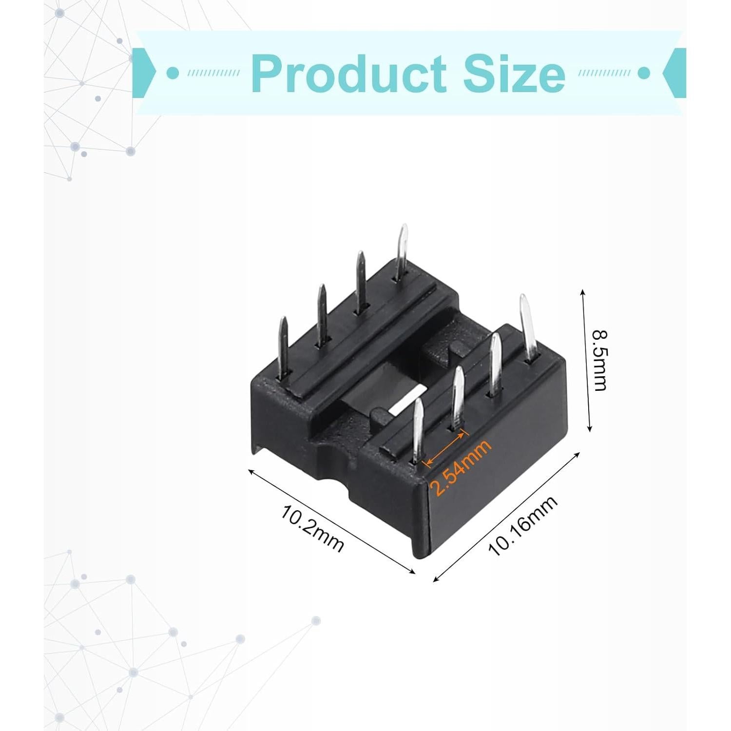 Adaptador de Zócalo DIP IC 8 Pines MECCANIXITY 100 Pcs 2.54mm