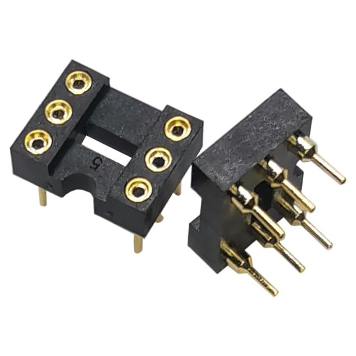 Zócalo IC Redondo 6 Pines DIP/SIP YEGAFE Dorado Maquinado