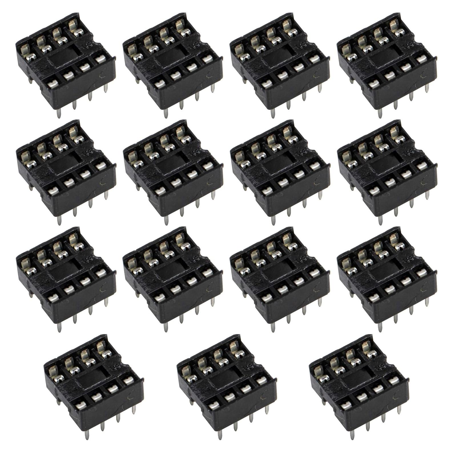 15 Zócalos IC DIP 8 Pines Risingsaplings Soldadura 2.54mm