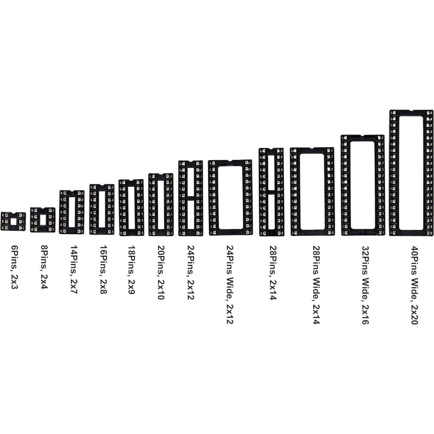 Kit de zócalos DIP IC 208 piezas jujinglobal 12 tipos 2.54mm