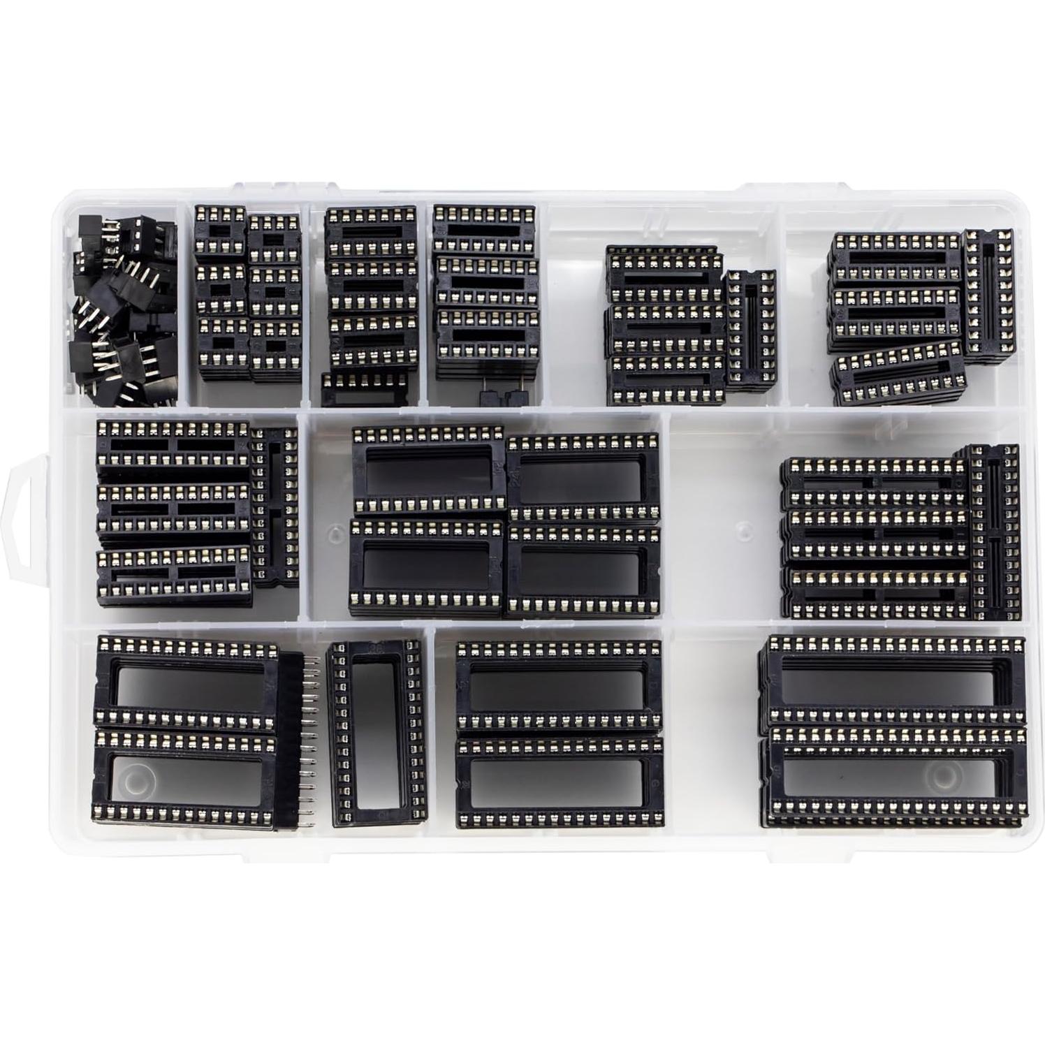Kit de zócalos DIP IC 208 piezas jujinglobal 12 tipos 2.54mm