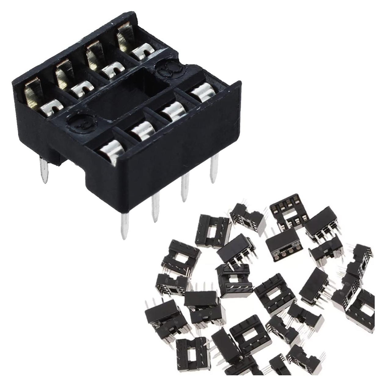 50 Adaptadores Zócalo IC 8 Pines DAOKAI 2.54mm para PCB