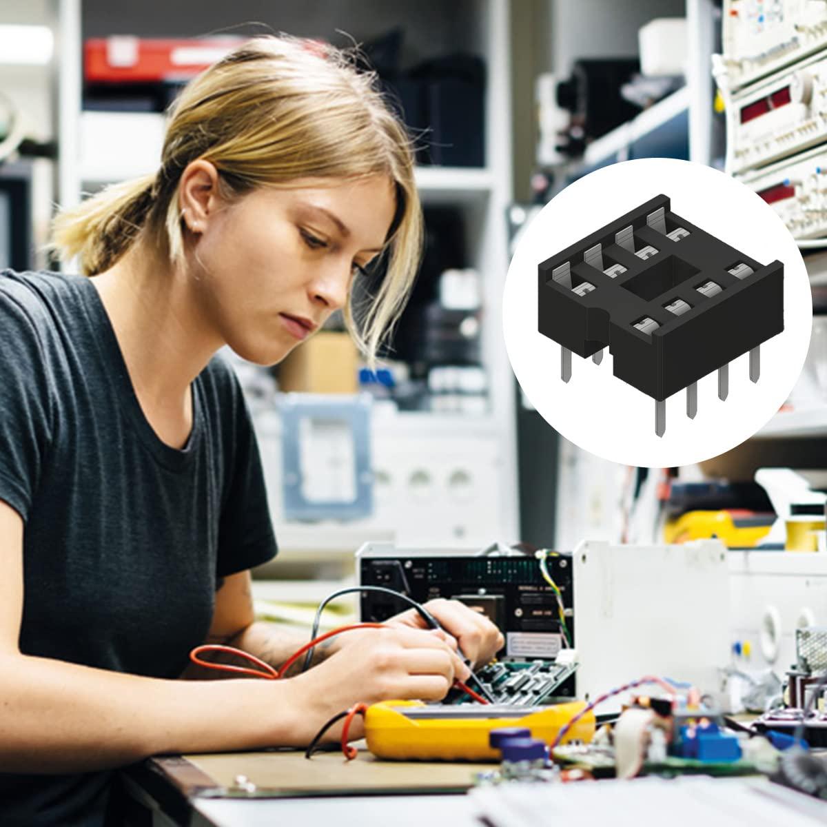 50 Adaptadores Zócalo IC 8 Pines DAOKAI 2.54mm para PCB