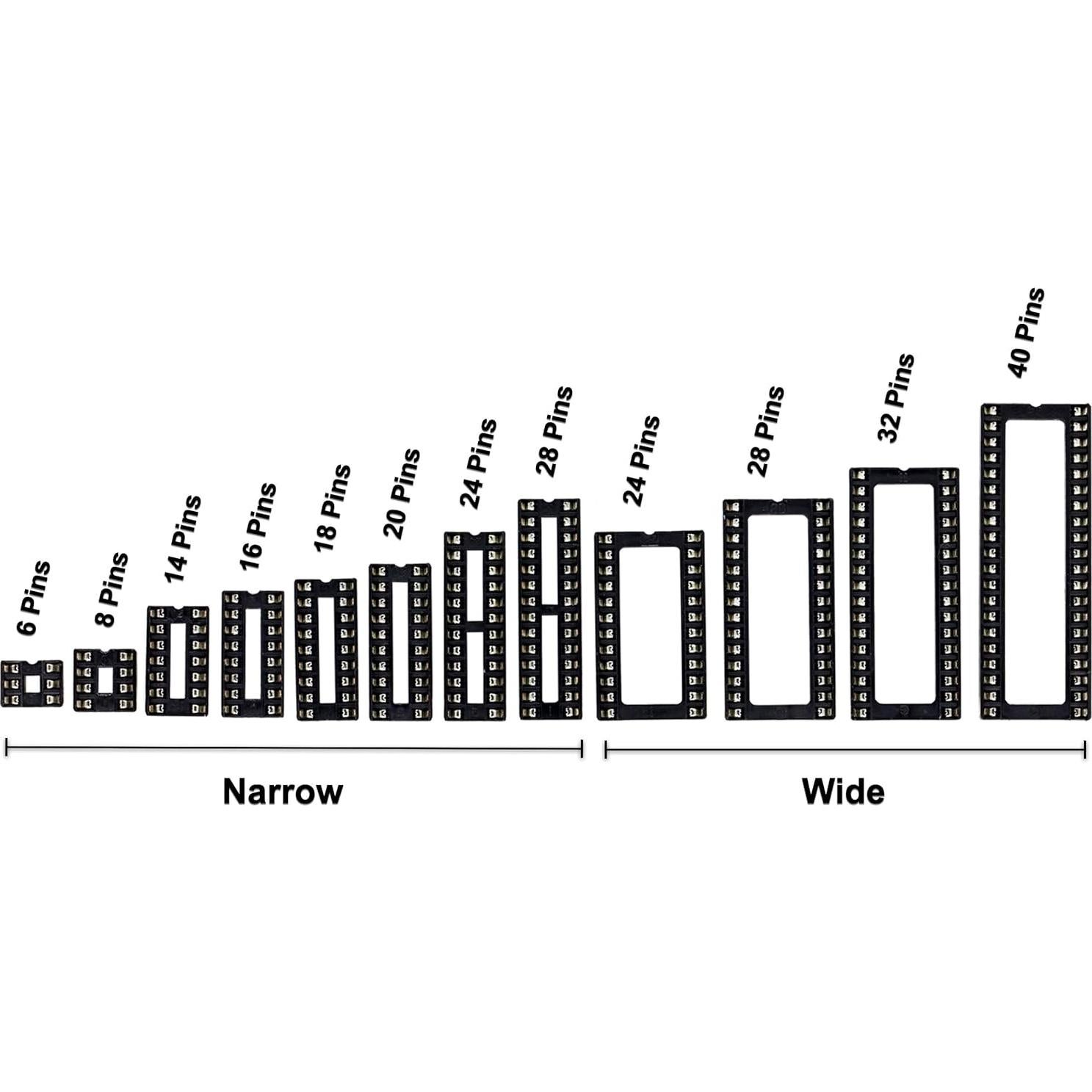 Kit de Sockets DIP IC 208 Piezas 12 Valores 2.54mm