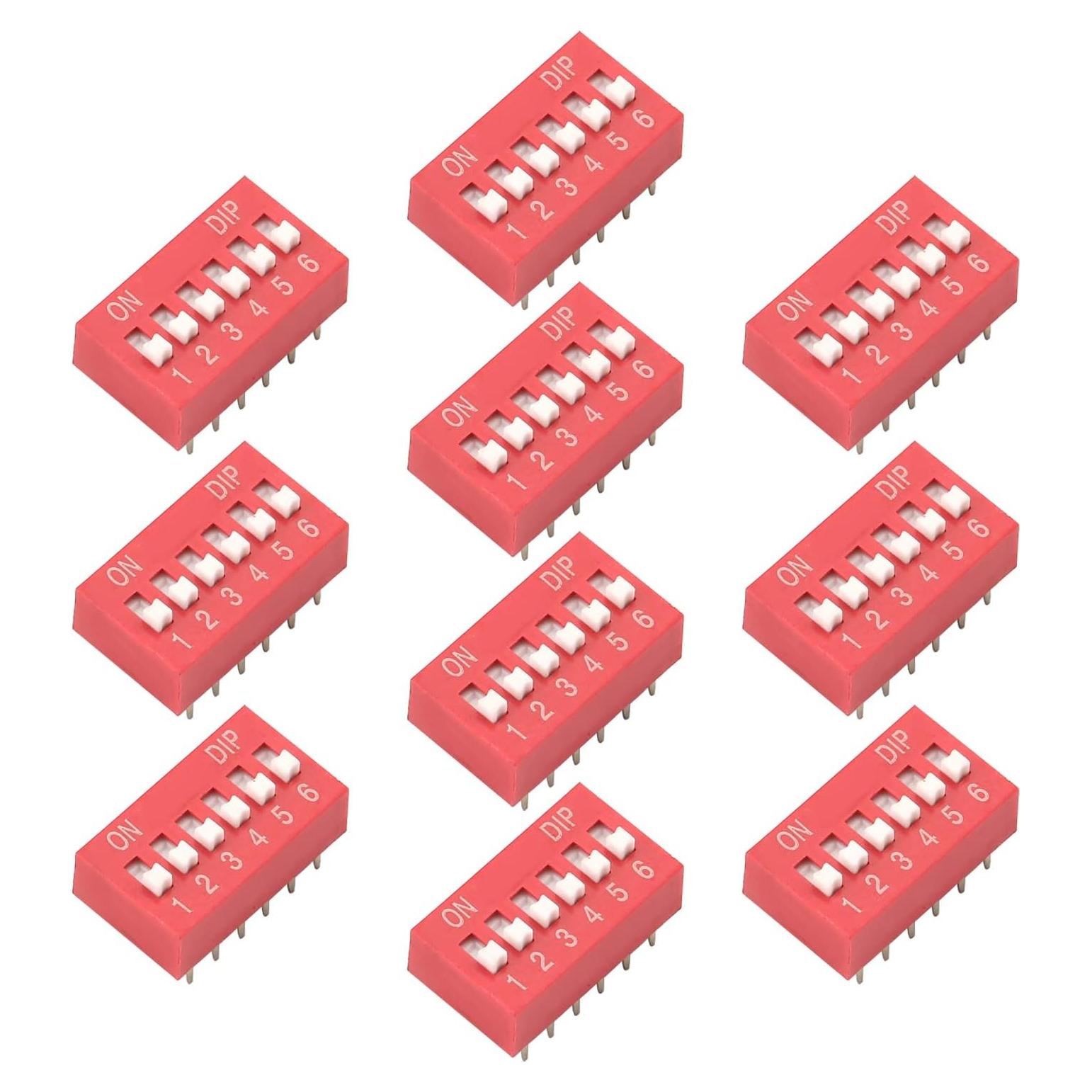 Interruptor DIP Lateral Fielect 10pcs 1-6 Posiciones 2.54mm