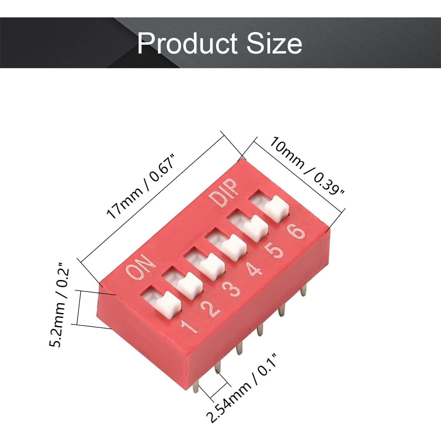 Interruptor DIP Lateral Fielect 10pcs 1-6 Posiciones 2.54mm