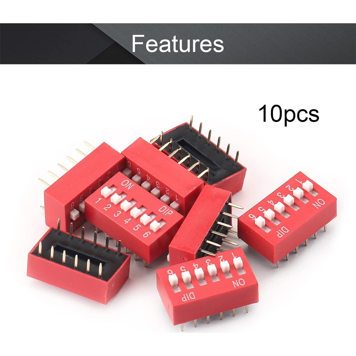 Interruptor DIP Lateral Fielect 10pcs 1-6 Posiciones 2.54mm