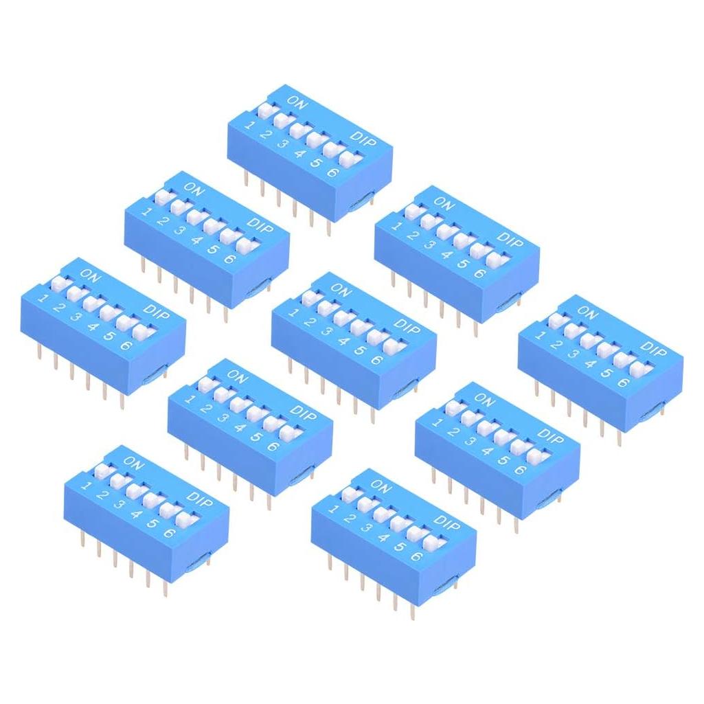 Interruptor DIP Horizontal uxcell 10 Pcs 6 Posiciones 2.54mm