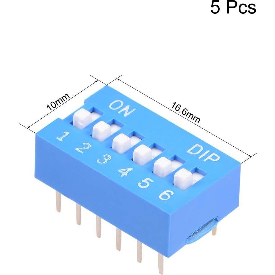 Interruptor DIP Horizontal uxcell 10 Pcs 6 Posiciones 2.54mm